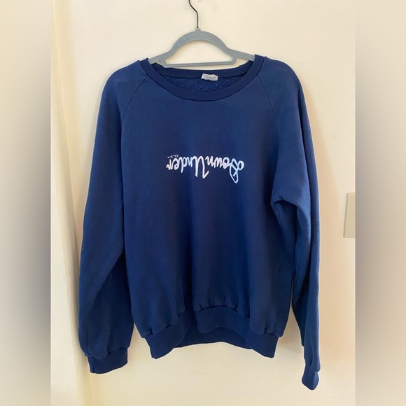 AUSTRALIA ART CLASSIC DOWN UNDER KEN DONE VINTAGE 80S NAVY BLUE CREWNECK SWEATER - Picture 1 of 5
